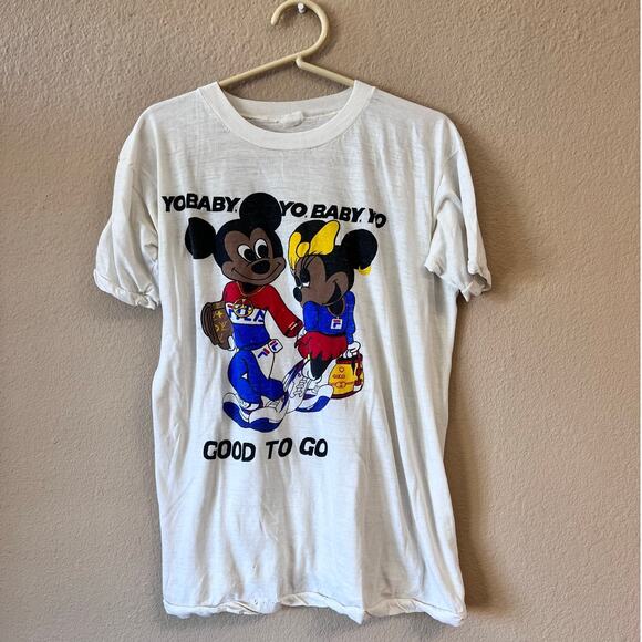 RARE vintage bootleg Mickey Minnie Gucci Fila Louis Vuitton thrashed tee